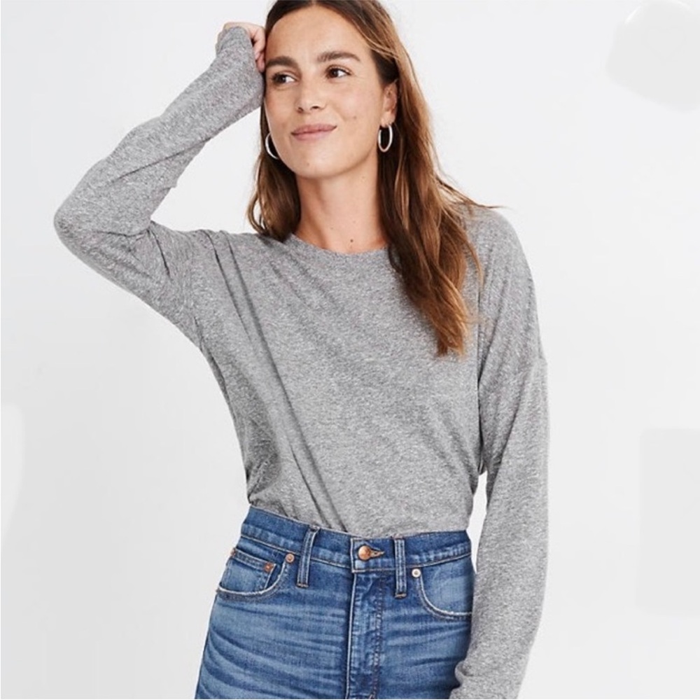 Madewell Rivet & Thread Ex-Boyfriend Gray Slub Long Sleeve Tee